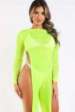 Load image into Gallery viewer, Sexy Mesh Cover Up Jumpsuit Summer Bodycon Beachwear NEON YELLOW
