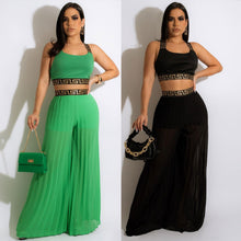 Load image into Gallery viewer, Pullover Spliced Vest Crop Top Wide Leg Pants Outfits
