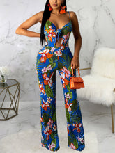 Load image into Gallery viewer, Spaghetti Strap Floral Printed Jumpsuit Boho Jumpsuit
