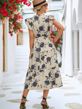Load image into Gallery viewer, Floral Print Flounce Sleeve Dress
