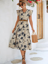 Load image into Gallery viewer, Floral Print Flounce Sleeve Dress
