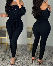 Load image into Gallery viewer, Off-Shoulder Jumpsuit with Waist Tie for Women
