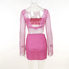 Load image into Gallery viewer, Glitter Bright Silk Mesh Women Skirt Suit
