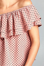 Load image into Gallery viewer, Women&#39;s Double Ruffle Off Shoulder Polka Dot Top
