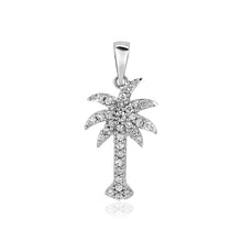 Load image into Gallery viewer, Sterling Silver Petite Palm Tree Pendant with Cubic Zirconias
