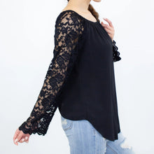 Load image into Gallery viewer, Lace Sleeve Backless Top - Black
