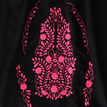 Load image into Gallery viewer, Handmade Loose Black Dress, Hot Pink Embroidery.
