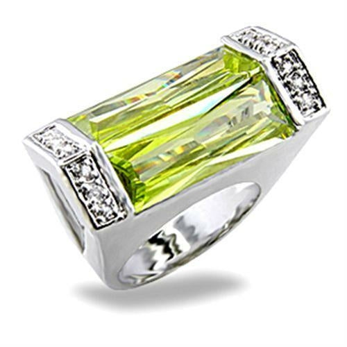 5X006 Rhodium Brass Ring with Synthetic in Peridot