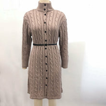 Load image into Gallery viewer, Casual stand collar women knitted dress Autumn winter long sleeve
