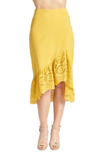 Load image into Gallery viewer, Aster Skirt - Cotton eyelet asymmetric hi-lo skirt (marigold)
