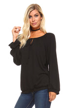 Load image into Gallery viewer, Women&#39;s Long Sleeve Solid Peasant Top
