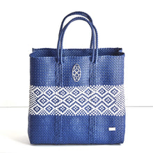 Load image into Gallery viewer, MEDIUM BLUE WHITE STRIPE TOTE BAG
