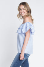 Load image into Gallery viewer, Women&#39;s Striped Off Shoulder Ruffle Stripe Blouse
