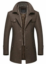 Load image into Gallery viewer, Mens Layered Collar Button Front Mid Length Coat
