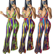 Load image into Gallery viewer, Halter Backless Striped Jumpsuit Womens Summer Clothing
