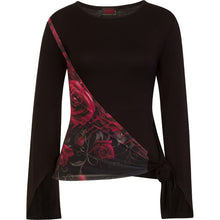 Load image into Gallery viewer, GOTHIC ELEGANCE - Blood Rose Sash Wrap Goth Sleeve Top
