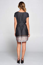 Load image into Gallery viewer, Boho Border Print Knit Dress with Waist Tie
