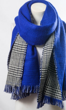 Load image into Gallery viewer, Royal Blue Houndstooth Reversible Frayed Edge
