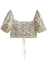 Load image into Gallery viewer, Boho Floral Printed Short Sleeve Cropped Tops with High Wasit Elegant
