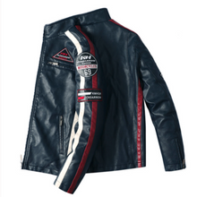 Load image into Gallery viewer, Men&#39;s Biker Vegan Leather Jacket With Badges
