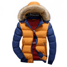 Load image into Gallery viewer, Men&#39;s Two-Tone Puffer Jacket with Removable Hood
