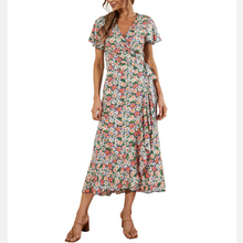 Load image into Gallery viewer, Womens V Neck Maxi Dress with Daisy Print
