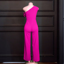 Load image into Gallery viewer, One Shoulder Rose Ruffles High Waisted Work Overalls
