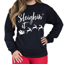 Load image into Gallery viewer, Sleighin It Christmas Crew Neck Sweatshirt

