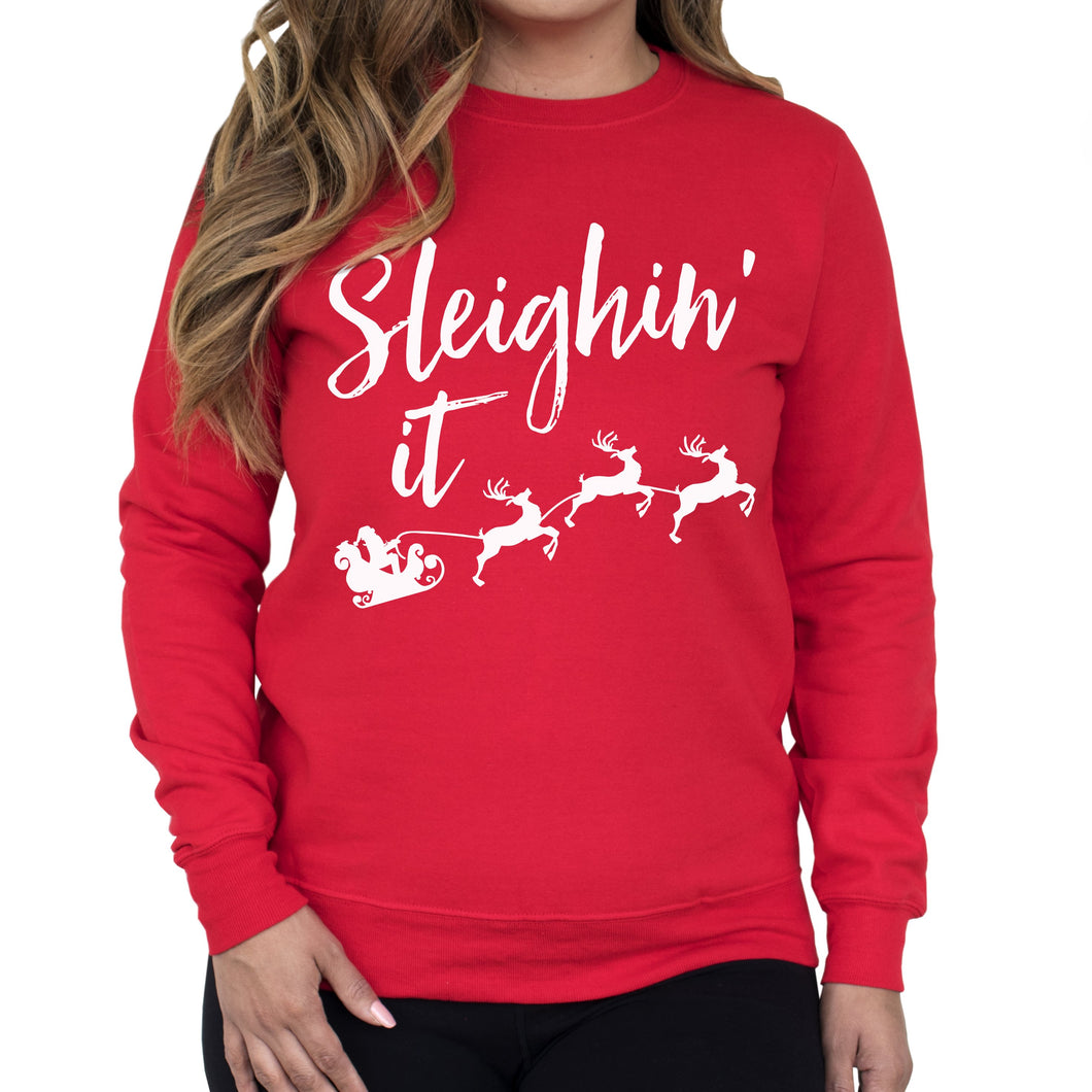 Sleighin It Christmas Crew Neck Sweatshirt