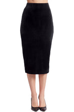 Load image into Gallery viewer, Tia Skirt - Stretch velvet pencil skirt (black)
