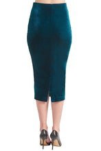Load image into Gallery viewer, Tia Skirt - Stretch velvet pencil skirt (teal)
