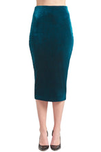 Load image into Gallery viewer, Tia Skirt - Stretch velvet pencil skirt (teal)
