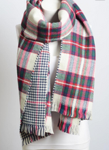 Load image into Gallery viewer, White Blend Classic Plaid Blanket Scarf
