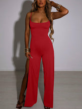 Load image into Gallery viewer, Spaghetti Strap Backless High Slit Jumpsuit Elegant Loose Overalls
