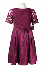 Load image into Gallery viewer, Adrianna Papell Crew Neck V-Back Zipper Back Bow Waist Lace Bodice
