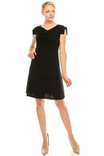 Load image into Gallery viewer, BeBe Black Cowl Neck Rectangular Cap Sleeved Dress
