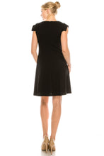 Load image into Gallery viewer, BeBe Black Cowl Neck Rectangular Cap Sleeved Dress
