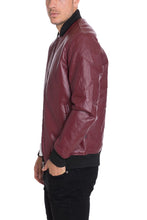 Load image into Gallery viewer, FAUX LEATHER QUILTED JACKET- BURGUNDY
