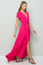 Load image into Gallery viewer, FLOWY MAXI WRAP DRESS - Hot Pink
