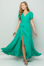 Load image into Gallery viewer, FLOWY MAXI WRAP DRESS - Emerald
