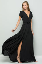 Load image into Gallery viewer, FLOWY MAXI WRAP DRESS - Black
