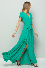 Load image into Gallery viewer, FLOWY MAXI WRAP DRESS - Emerald
