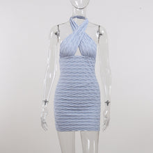 Load image into Gallery viewer, New Wavy Texture Halter Hollow Out Hip Dress
