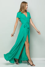 Load image into Gallery viewer, FLOWY MAXI WRAP DRESS - Emerald
