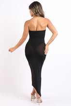 Load image into Gallery viewer, Sexy Off The Shoulder Black Tube Dress Asymmetric With Mesh Contrast
