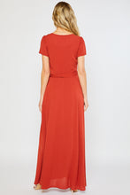 Load image into Gallery viewer, FLOWY MAXI WRAP DRESS - Terracotta
