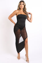 Load image into Gallery viewer, Sexy Off The Shoulder Black Tube Dress Asymmetric With Mesh Contrast
