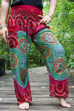 Load image into Gallery viewer, Burgundy GEOMETRIC Women Boho Pants Hippie Pants Yoga Pants
