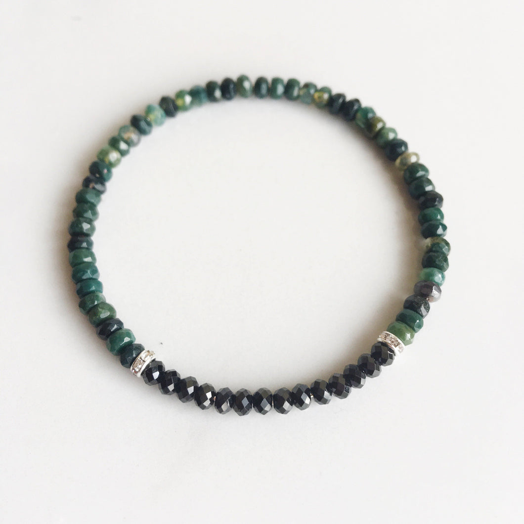 Balance & Protection, 4mm Black Onyx and Moss
