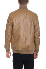 Load image into Gallery viewer, FAUX LEATHER QUILTED JACKET- KHAKI
